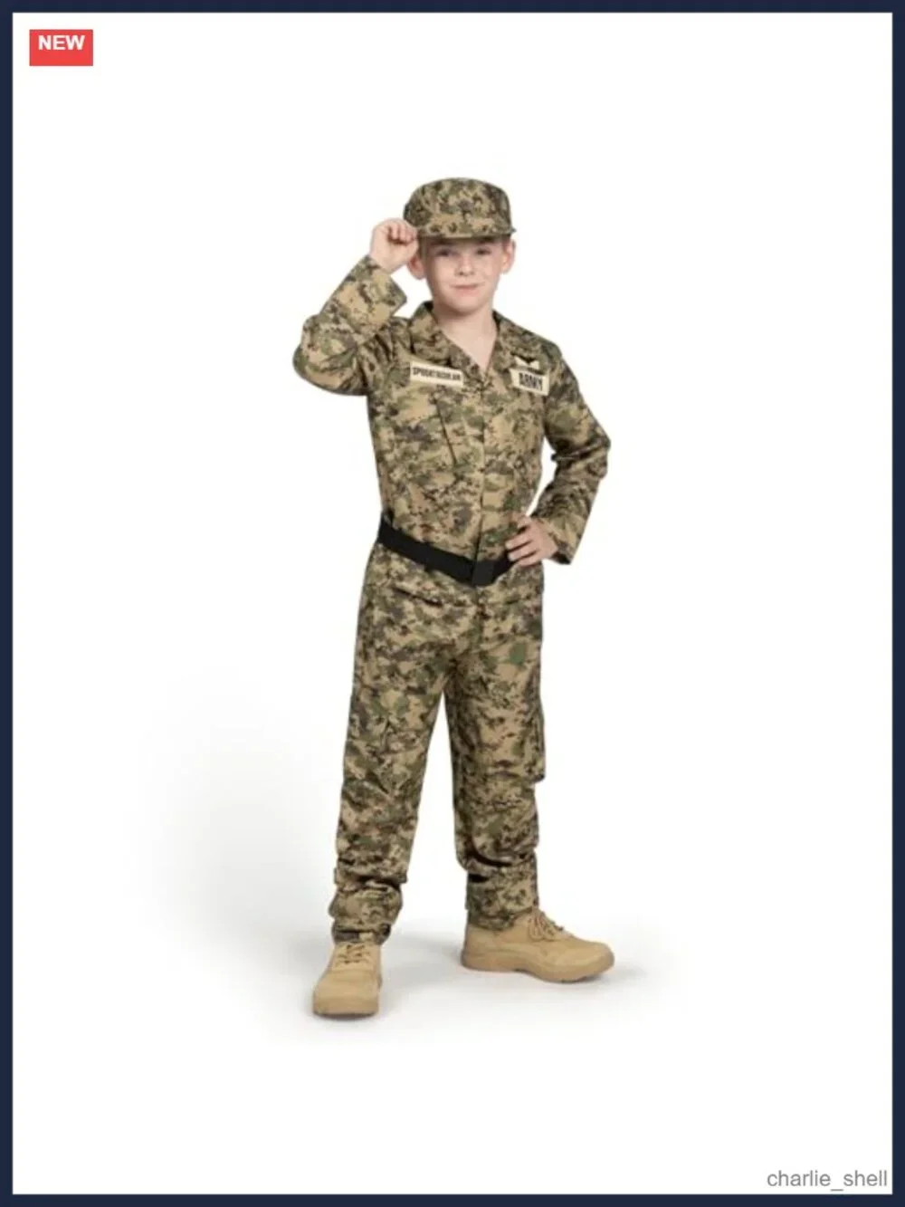 Kids Army Soldier Costume 14-Piece Military Dress-Up Set Halloween